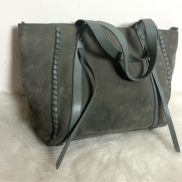 All Saints Ray Nubuck East West Suede Leather Tie Tote - Picture 6 of 12